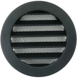 Dalap Grilă de ventilație Dalap AVD din metal negru cu plasă de insecte și flanșă, Ø 80 mm (AVD 080)