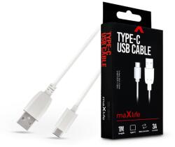 MaxLife USB - USB Type-C adat- és töltőkábel 1 m-es vezetékkel - Maxlife USB Type-C Cable - 5V/3A - fehér - nextelshop