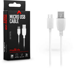 MaxLife USB - micro USB adat- és töltőkábel 3 m-es vezetékkel - Maxlife Micro USB Cable - 5V/2A - fehér - nextelshop