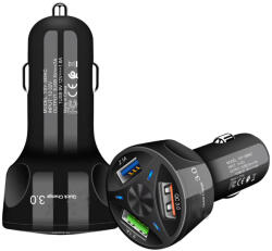  Univerzális autós töltő 3xUSB 20W/35W fekete