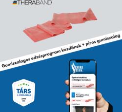 TheraBand erősítő gumiszalag 150 cm, közepes, piros + gumiszalagos edzésprogram kezdőknek (digitális)
