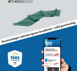 TheraBand erősítő gumiszalag 150 cm, erős, zöld + gumiszalagos edzésprogram kezdőknek (digitális)