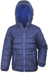 Result Gyerek Kabát Kapucnis Hosszú ujjú Result Junior/Youth Padded Jacket -S (5-6), Sötétkék/Királykék