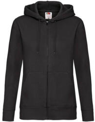Fruit of the Loom Női Pulóver Kapucnis Hosszú ujjú Fruit of the Loom Premium Hooded Sweat Jacket Lady-Fit - XS (8), Fekete