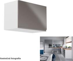 TEMPO KONDELA Felsőszekrény, fehér/szürke extra magasfényű, AURORA G60K - sprintbutor - 25 355 Ft