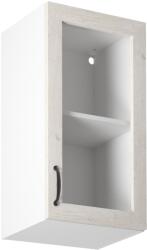 TEMPO KONDELA Felsőszekrény üveggel, fehér/sosna északi, jobbos, ROYAL G40S