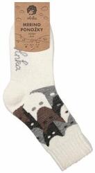 Vlnka Merinó gyapjú zokni - macskák - fehér méret 38-39