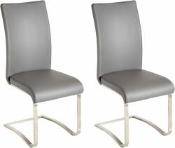  Set 2 scaune Arco gri piele naturala 43/52/103 cm (862970)