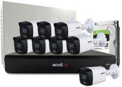 Acvil Sistem supraveghere exterior middle Acvil Pro Full Color ACV-M8EXTFC40-5M, 8 camere, 5 MP, lumina alba 40 m, 3.6 mm, audio prin coaxial, microfon, HDD 1TB (ACV-M8EXTFC40-5M)