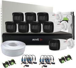 Acvil Sistem supraveghere exterior complet Acvil Pro Starlight ACV-C8EXT80-2MP-A, 8 camere, HDD 1 TB, 2 MP, IR 80 m, 3.6 mm, audio prin coaxial, microfon (ACV-C8EXT80-2MP-A)