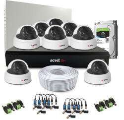 Acvil Sistem supraveghere interior complet Acvil Pro ACV-C8INT20-2MP, 8 camere, 2 MP, IR 20 m, 3.6 mm, HDD 1 TB, audio prin coaxial (ACV-C8INT20-2MP)