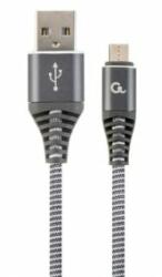 Gembird USB micro-B - USB Type-A szövet borítású adat- és töltőkábel 1m szürke (CC-USB2B-AMmBM-1M-WB2)