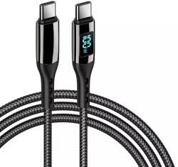 PD100W USB Type-C - USB Type-C kábel gyorstöltéssel, teljesítménykijelzéssel 1m, fekete