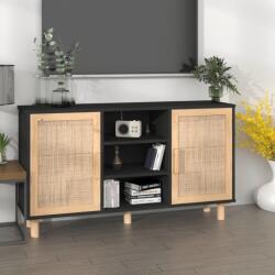 vidaXL Servantă, negru, 105x30x60 cm, lemn masiv pin și ratan natural (345640) Comoda