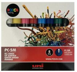 uni Dekormarker készlet, 1, 8-2, 5 mm, UNI Posca PC-5M, 8 különböző szín (TUPC5M8) (PC-5M 8C)