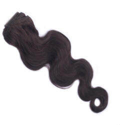 HairExtensionShop Csatos Hullámos Emberi Póthaj Standard Sötétbarna Színben 40cm Body Wave (Szín #4) (RCBW404)