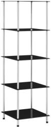 vidaXL Raft cu 5 niveluri, negru, 40 x 40 x 130 cm, sticlă securizată (249511)