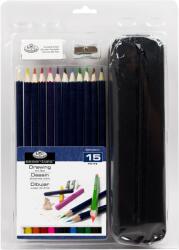Royal & Langnickel Színes rajzceruza készlet tolltartóval - készlet 15 db