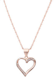 Beneto Rózsaszín aranyozott ezüst nyaklánc szívvel AGS289 / 47-ROSE