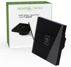 Techstar Intrerupator Touch Techstar® TG02, Sticla Securizata, Design Modern, Iluminare LED, 1 Faza, Negru