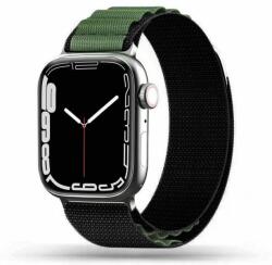 Utángyártott iKi Apple Watch 45mm / 44mm / 42mm / Ultra 49mm Alpesi szövet szíj - fekete/zöld
