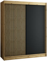  LAMELO gardróbszekrény 180/200 - artisan tölgy/fekete Méret: 180 (SB71124/1A)