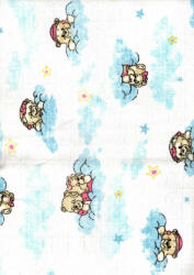 Baby Bruin nyomott mintás textil pelenka, 2db - felhős maci kék