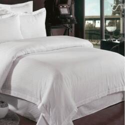 HomePuls Cearsaf de pat 2 persoane Damasc Bumbac 100% tip Hotel cu dunga 1 cm, 220x240 cm, Alb