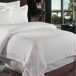 HomePuls Cearsaf de pat 2 persoane king size Damasc Bumbac 100% tip Hotel cu dunga 1 cm, 240x260 cm, Alb