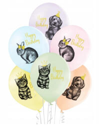 Belbal Set 6 baloane latex Happy Birthday animalute 30 cm