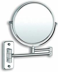 Green Clean Szállodai kozmetikai pipere tükör 3x-os nagyítással, 150 mm átmérőjű dönthető tükörrel, kihajtható, kerek forma, rozsdamentes acél test, sárgaréz keret krómozott fényes borítással (GC00042C)