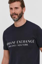 Giorgio Armani t-shirt sötétkék, férfi, nyomott mintás - sötétkék XL - answear - 13 990 Ft