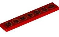 LEGO® 6636pb250c5 - LEGO piros csempe 1 x 6 méretű, fekete kínai írás mintával (6636pb250c5)