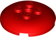 LEGO® 65138c5 - LEGO piros tál 4 x 4 méretű (radar) bütyök foglalatokkal az alján (65138c5)