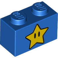 LEGO® 3004pb216c7 - LEGO kék kocka 1 x 2 méretű, csillag mintával (3004pb216c7)