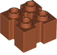 LEGO® 90258c68 - LEGO sötét narancssárga kocka 2 x 2 méretű, oldalain bevágással és tengely csatlakozóval (90258c68)