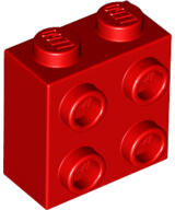 LEGO® 22885c5 - LEGO piros kocka 1 x 2 x 1 2/3 méretű oldalán 4 bütyökkel (22885c5)