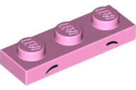 LEGO® 3623pb019c104 - LEGO világos rózsaszín lap 1 x 3 méretű szemöldök mintával (3623pb019c104)