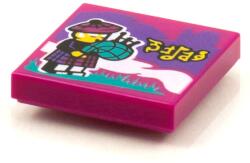 LEGO® 3068bpb1605c71 - LEGO magenta csempe 2 x 2 méretű, dudás minifigura mintával (3068bpb1605c71)