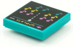 LEGO® 3068bpb1535c39 - LEGO sötét türkiz csempe 2 x 2 méretű, Space Invaders stílusú hangjegy mintával (3068bpb1535c39)