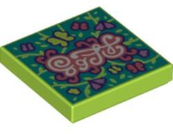 LEGO® 3068bpb1624c34 - LEGO lime csempe 2 x 2 méretű, pillangó mintával (3068bpb1624c34)