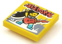 LEGO® 3068bpb1630c3 - LEGO sárga csempe 2 x 2 méretű, rock gitáros minifigura mintával (3068bpb1630c3)