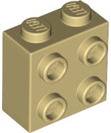 LEGO® 22885c2 - LEGO világos krémszínű (tan) kocka 1 x 2 x 1 2/3 méretű oldalán 4 bütyökkel (22885c2)