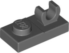 LEGO® 44861c85 - LEGO sötétszürke lap 1 x 2 méretű vízszintes O klipsszel (44861c85)