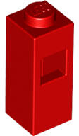 LEGO® 15444c5 - LEGO piros kocka 1 x 1 x 2 méretű oldalán 1 szögletes lyukkal (15444c5)