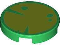 LEGO® 14769pb455c6 - LEGO zöld csempe 2 x 2 méretű, kerek, alján bütyök foglalattal, tavirózsa minátval (14769pb455c6)