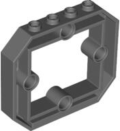 LEGO® 49699c85 - LEGO sötétszürke panel 1 x 6 x 4 1/3 méretű, középen kivágva, 4 pin csatlakozóval (49699c85)