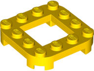 LEGO® 79387c3 - LEGO sárga lap 4 x 4 méretű, lekerekített sarkokkal, négy lábbal, középen 2 x 2 kivágással (79387c3)