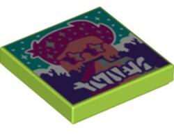 LEGO® 3068bpb1611c34 - LEGO lime csempe 2 x 2 méretű, magenta minifigura fej mintával (3068bpb1611c34)