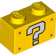 LEGO® 3004pb246c3 - LEGO sárga kocka 1 x 2 méretű, kérdőjel mintával (3004pb246c3)